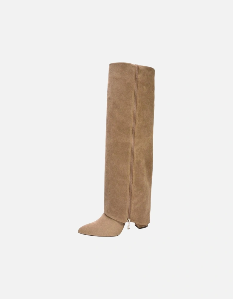 Womens/Ladies Allie Fold Over Pointed Side Zip Knee-High Boots