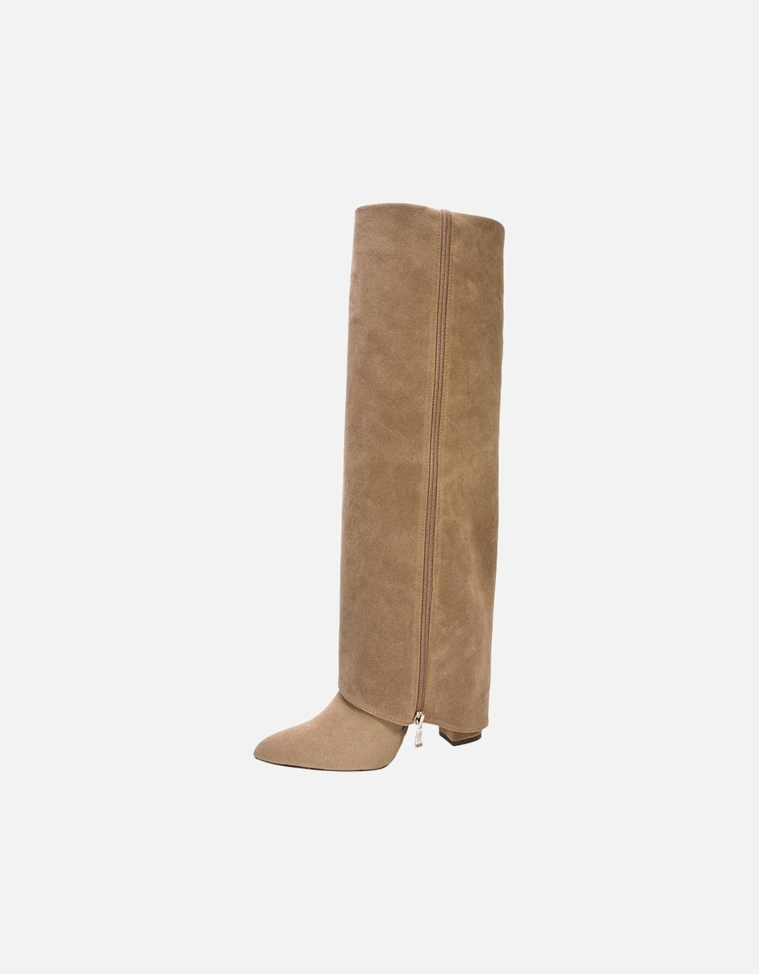 Womens/Ladies Allie Fold Over Pointed Side Zip Knee-High Boots