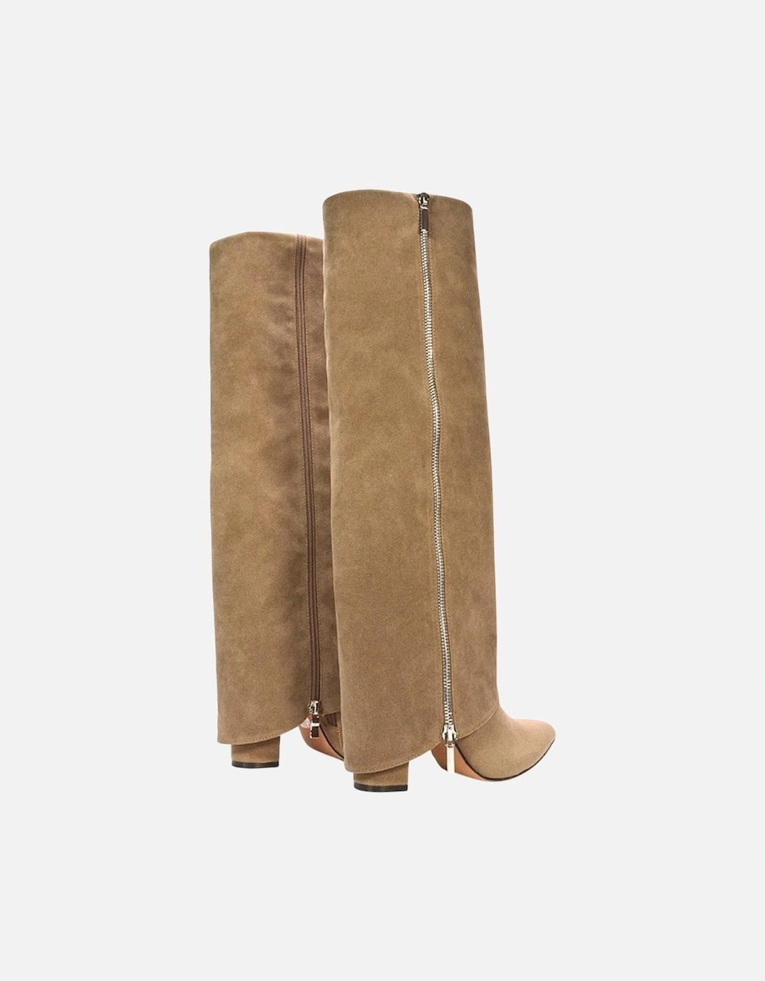 Womens/Ladies Allie Fold Over Pointed Side Zip Knee-High Boots