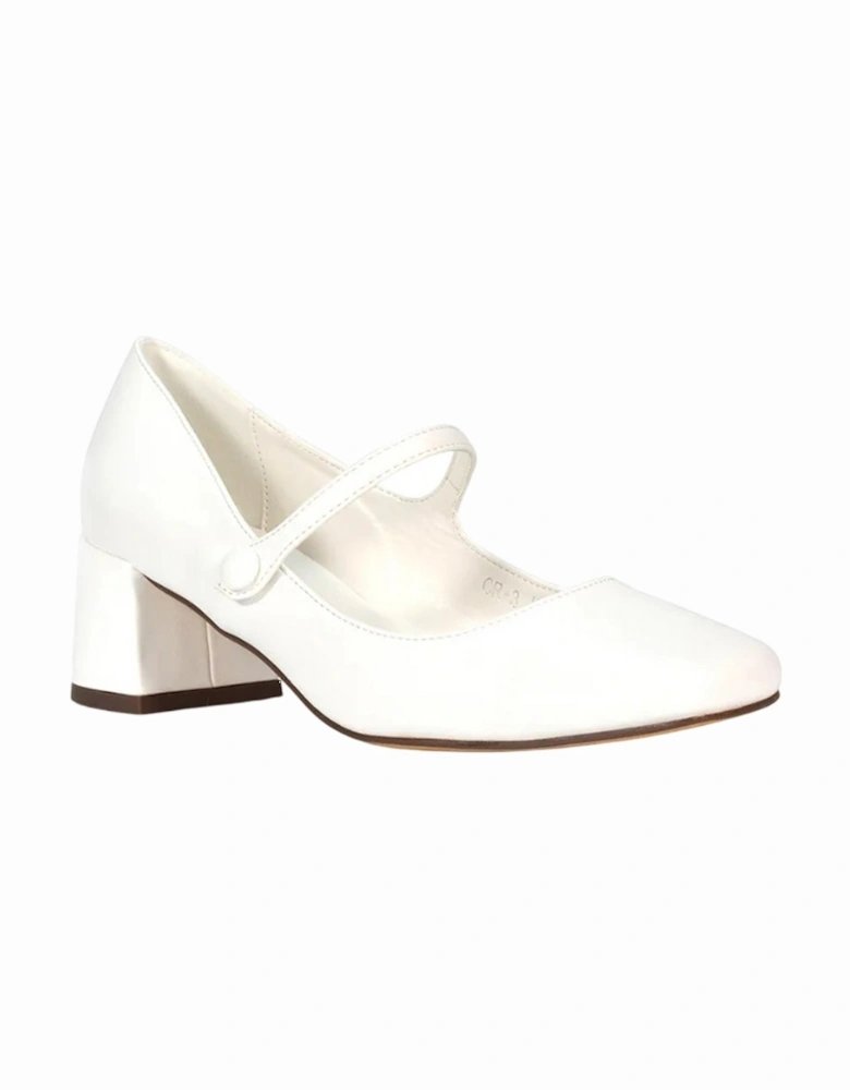 Womens/Ladies Leneka Front Strap Low Block Heel Court Shoes