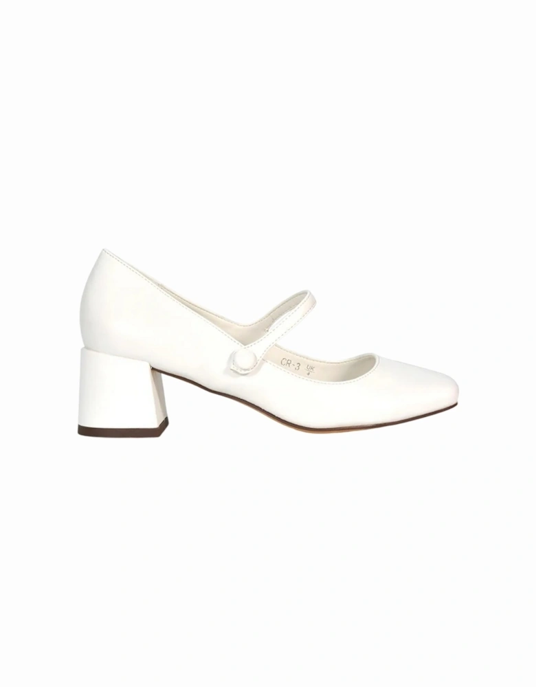 Womens/Ladies Leneka Front Strap Low Block Heel Court Shoes