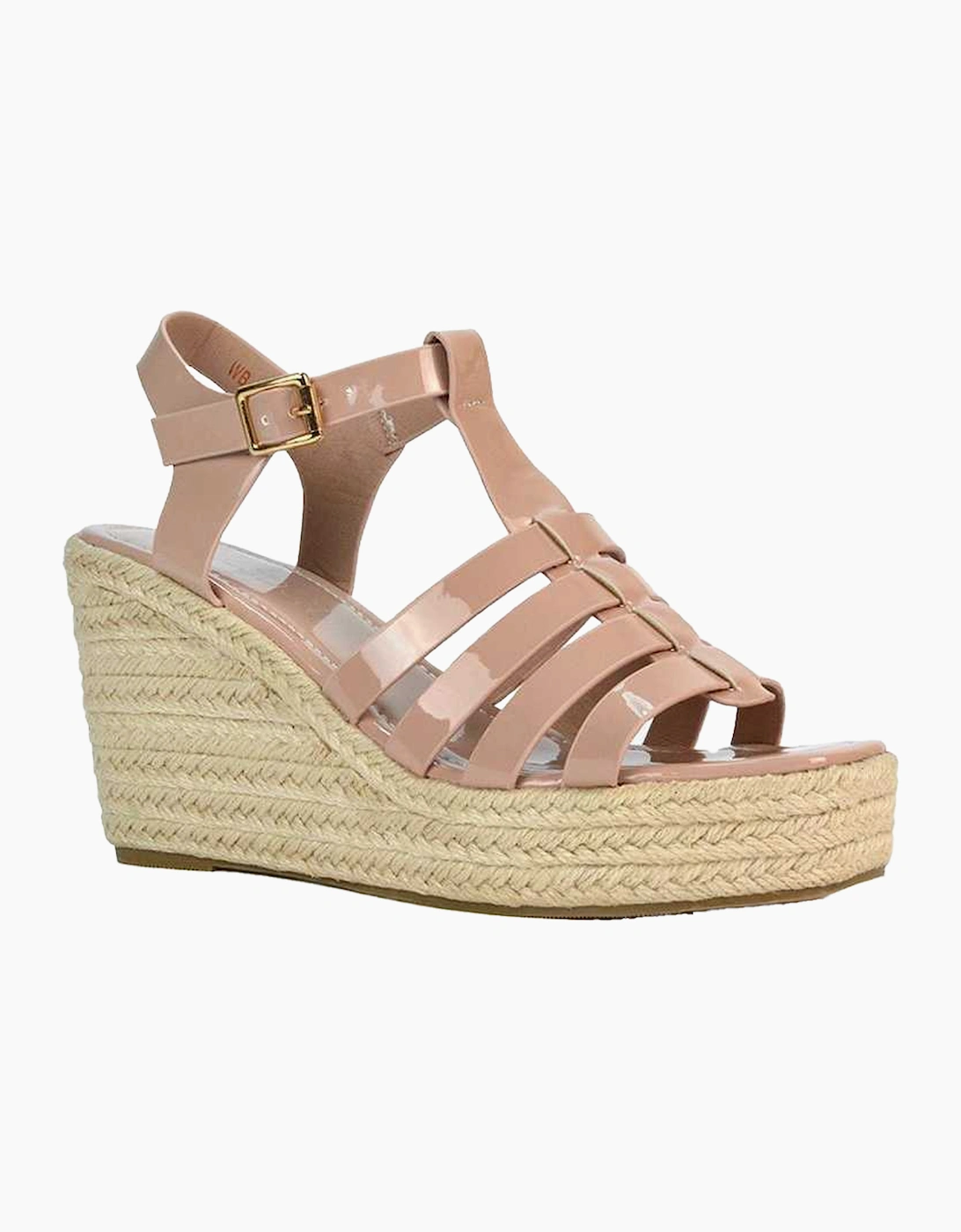 Women's XY London Womens/Ladies Remi Patent Leather Square Toe Wedge Sandals - Pink - Size: 8