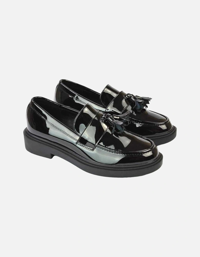 Womens/Ladies Alida Patent Chunky Tassel Flat Loafers