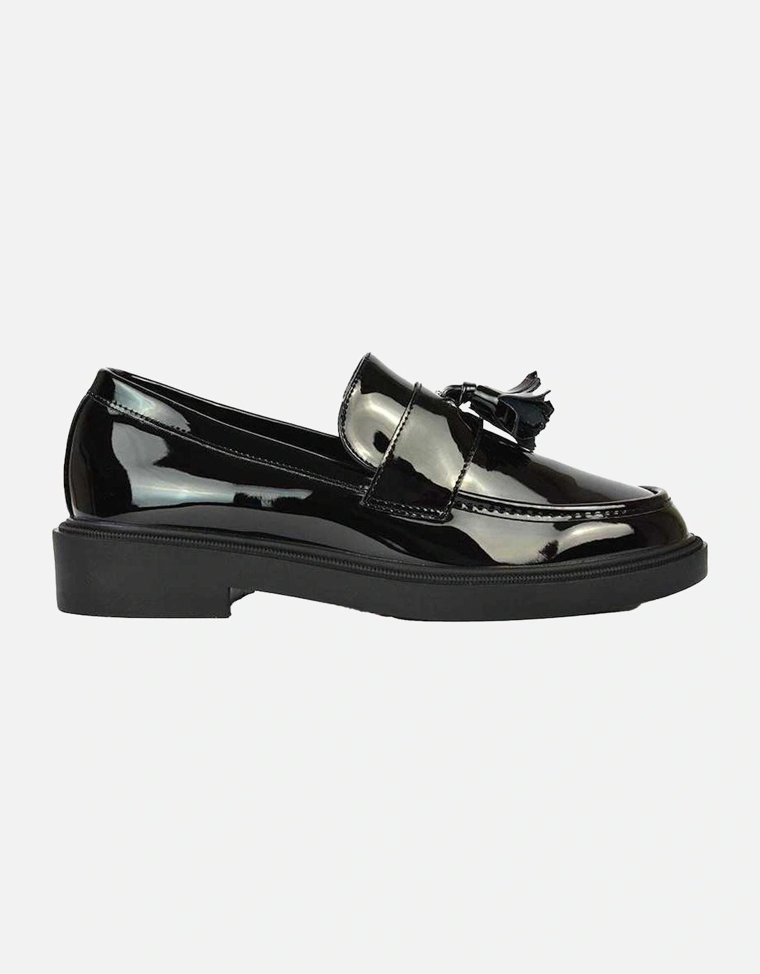 Womens/Ladies Alida Patent Chunky Tassel Flat Loafers