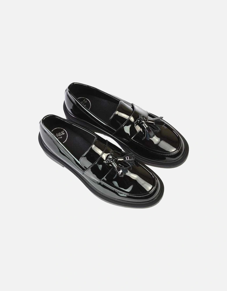 Womens/Ladies Alida Patent Chunky Tassel Flat Loafers