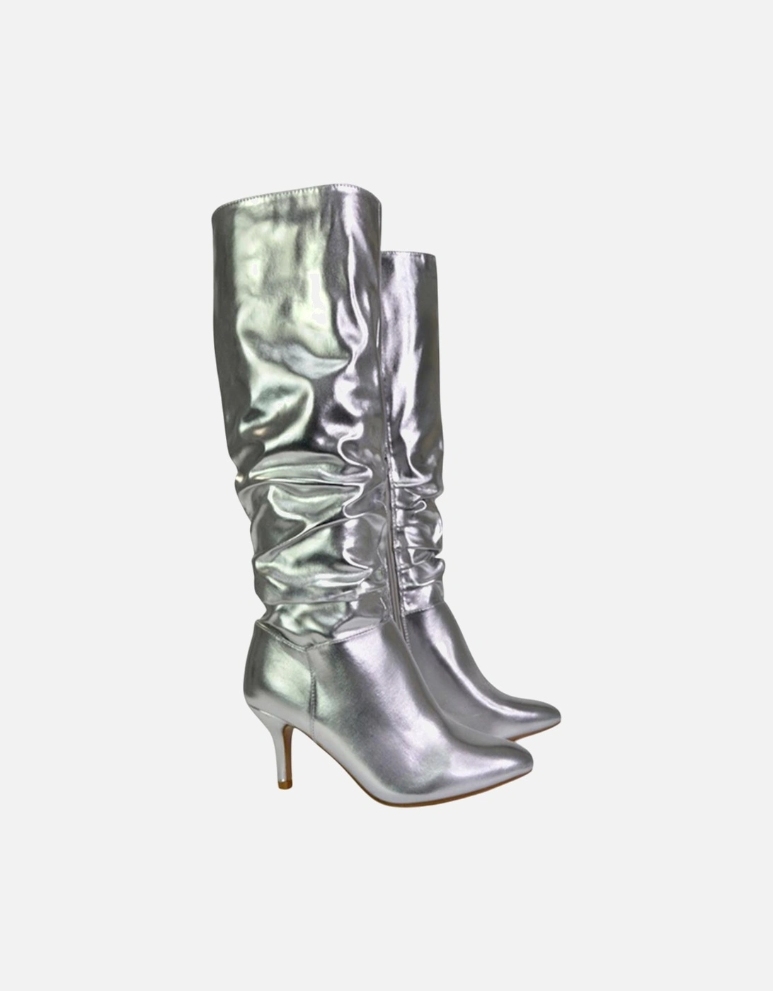Womens/Ladies Sian Ruched Metallic Knee-High Boots
