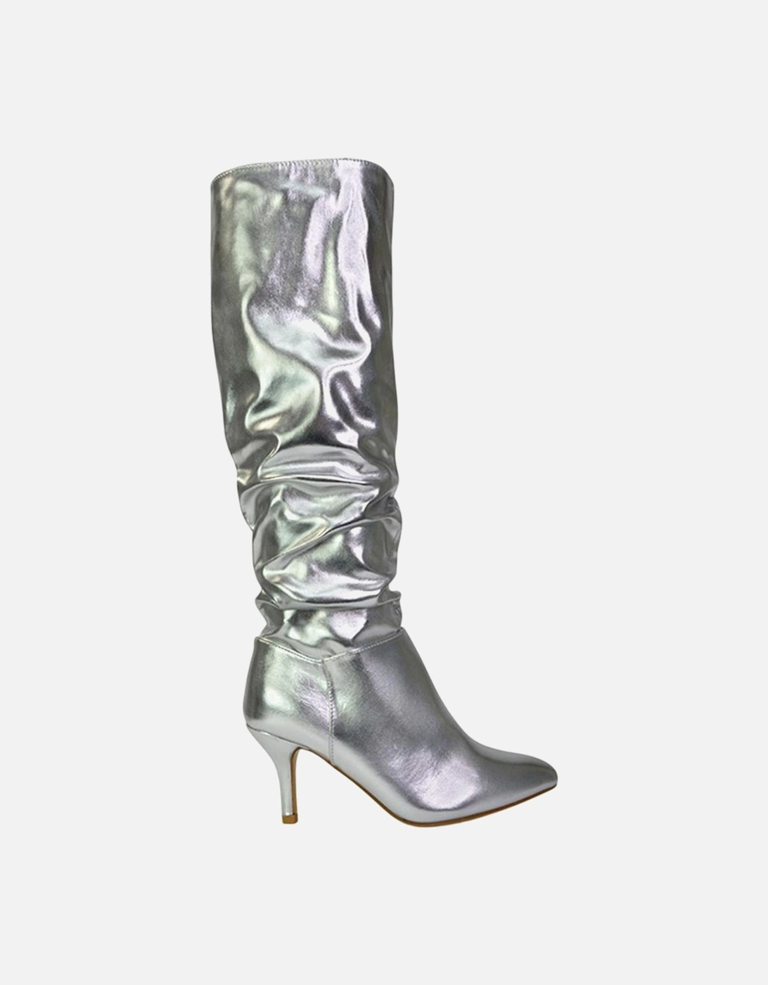 Womens/Ladies Sian Ruched Metallic Knee-High Boots