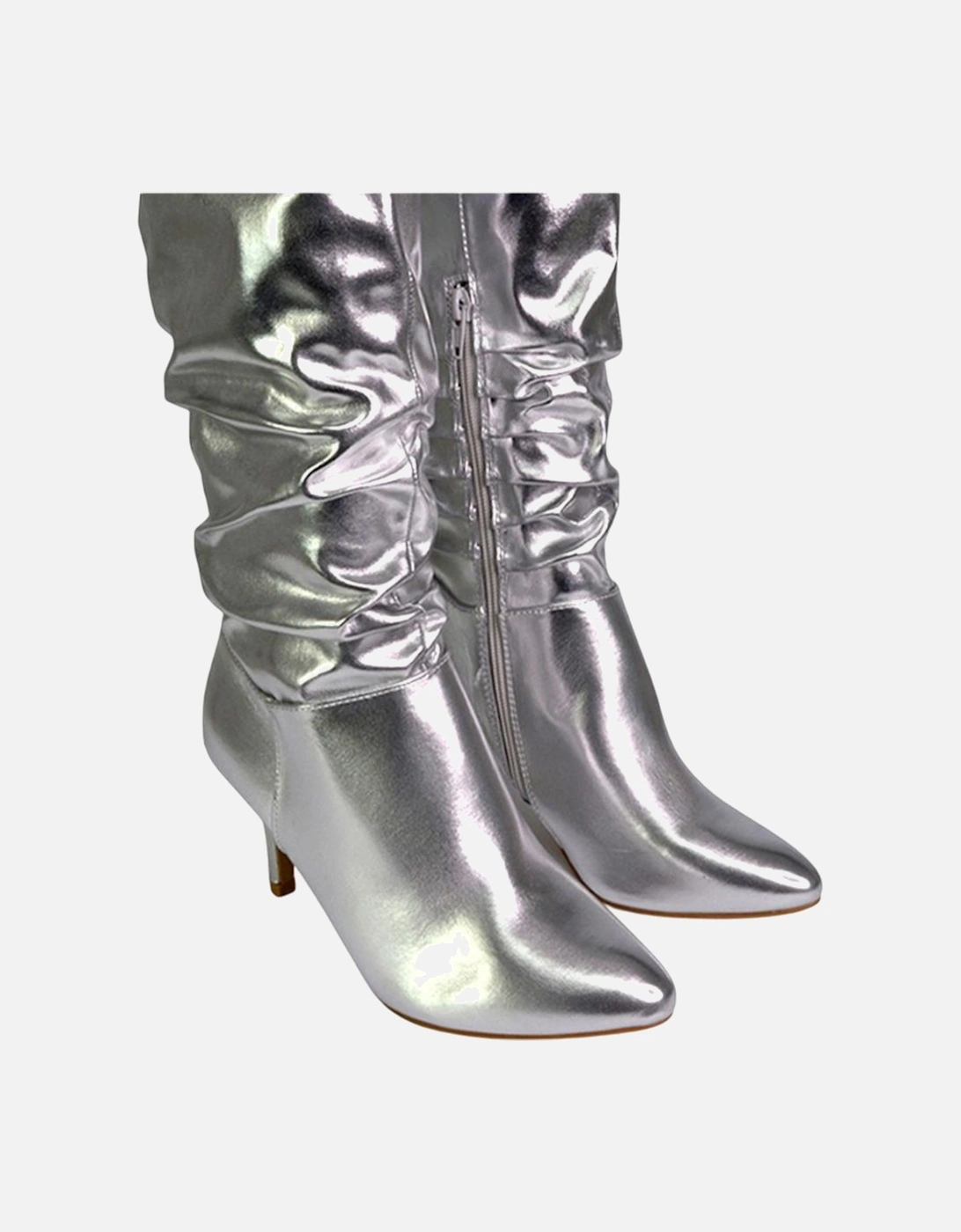 Womens/Ladies Sian Ruched Metallic Knee-High Boots, 6 of 5
