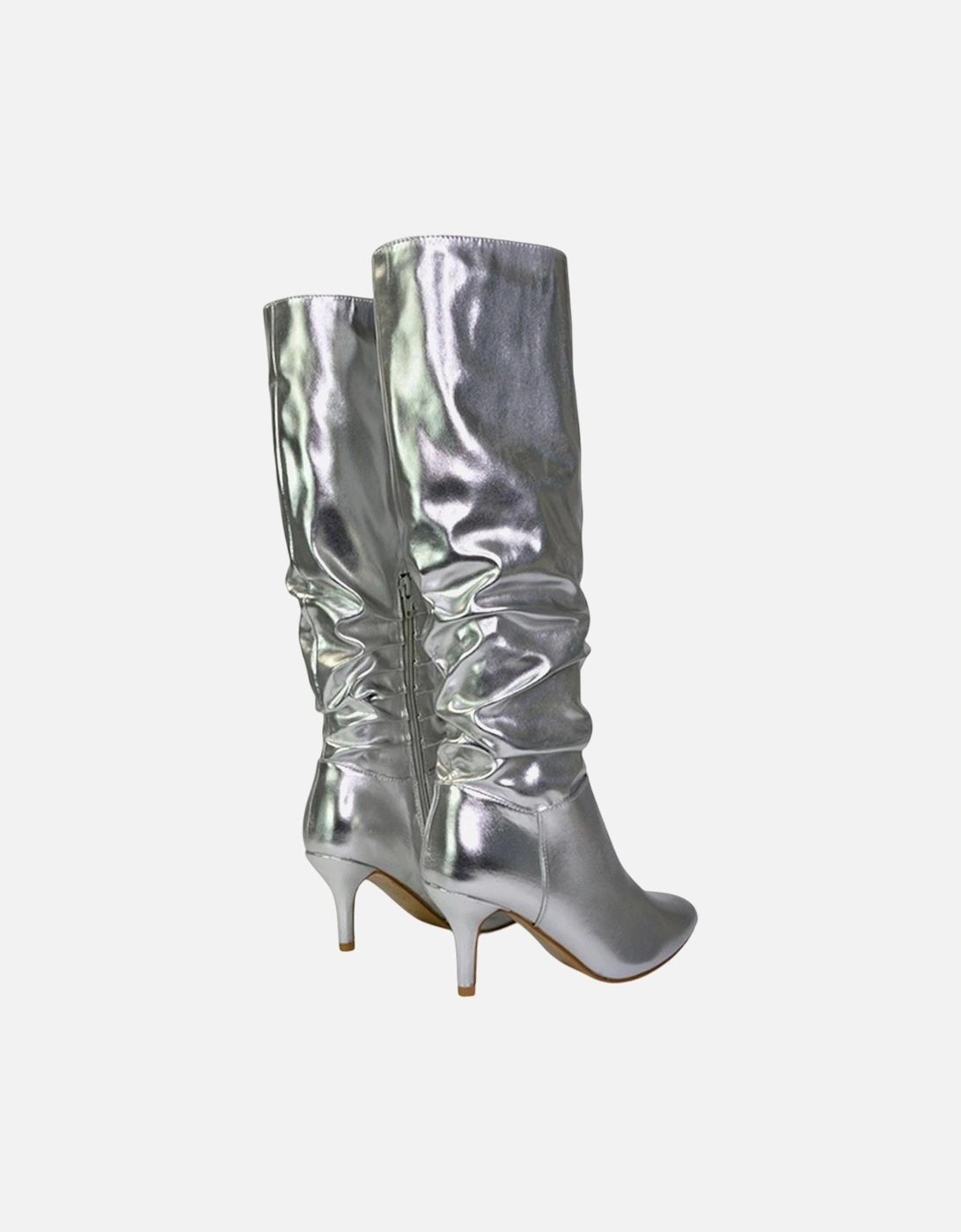 Womens/Ladies Sian Ruched Metallic Knee-High Boots