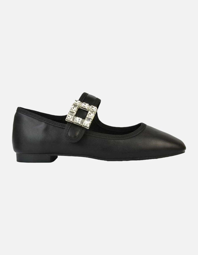 Womens/Ladies Rhyse Diamante Square Toe Buckle Detail Mary Janes