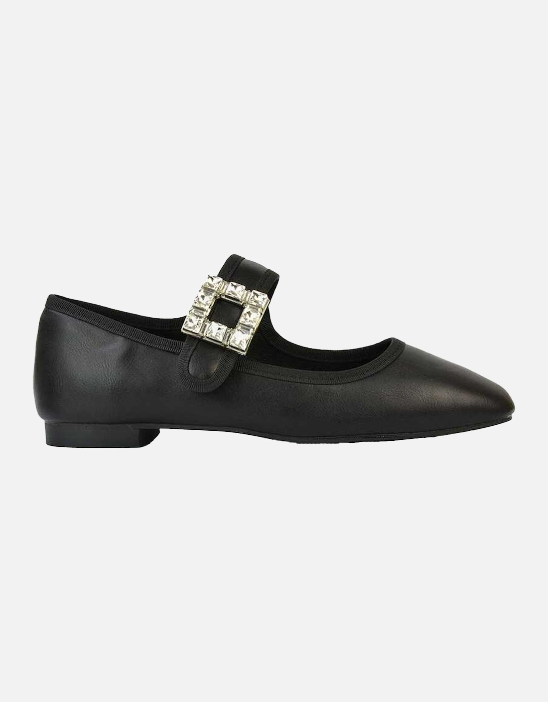 Womens/Ladies Rhyse Diamante Square Toe Buckle Detail Mary Janes, 6 of 5