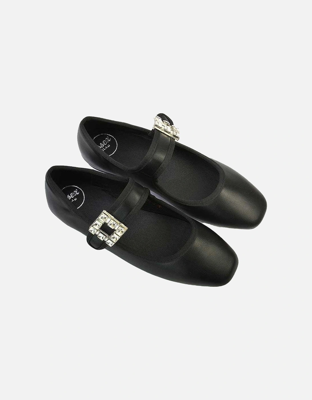 Womens/Ladies Rhyse Diamante Square Toe Buckle Detail Mary Janes