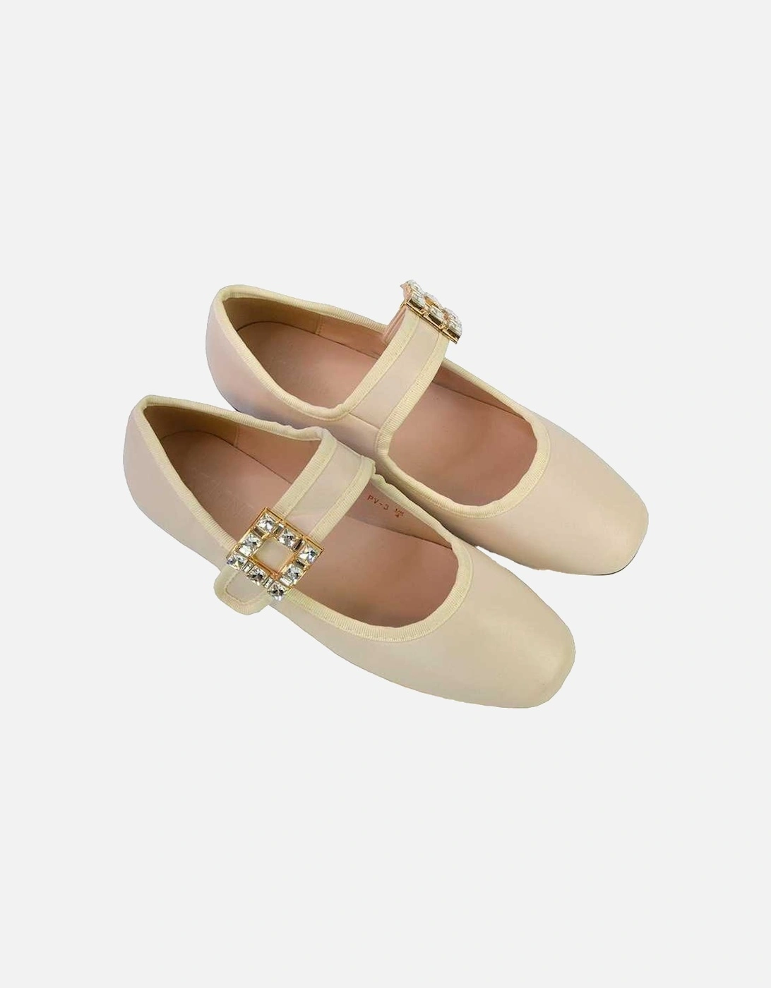 Womens/Ladies Rhyse Diamante Square Toe Buckle Detail Mary Janes