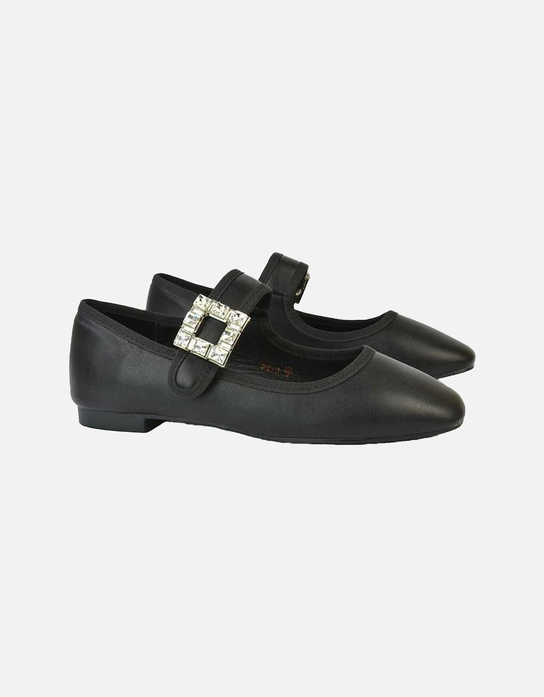 Womens/Ladies Rhyse Diamante Square Toe Buckle Detail Mary Janes