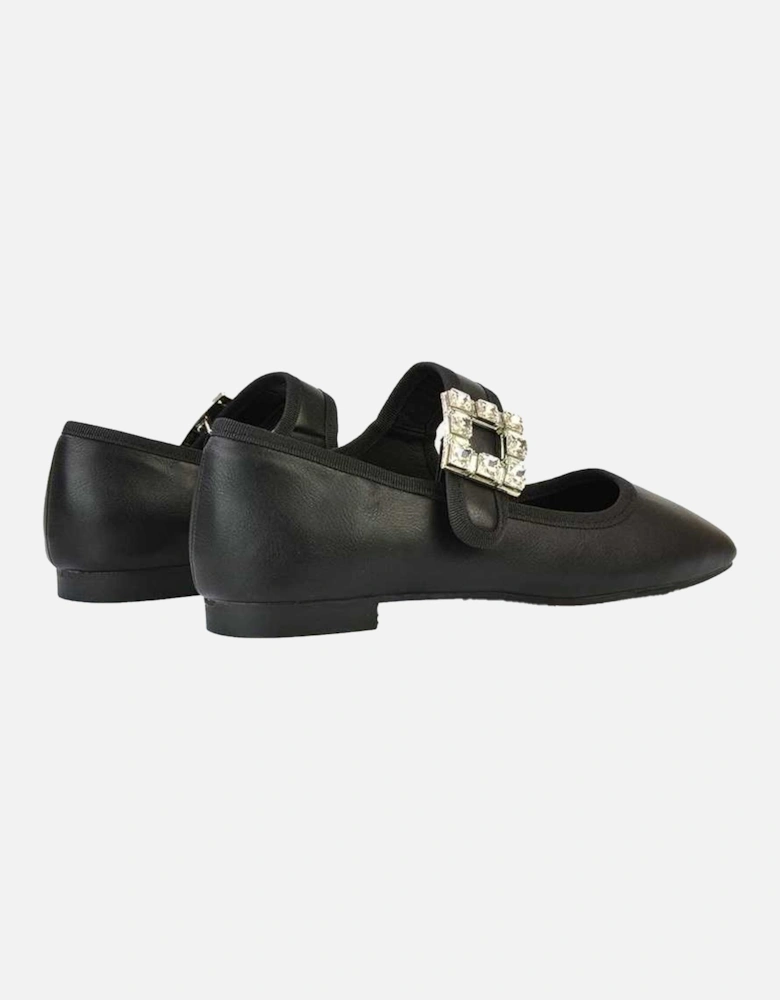 Womens/Ladies Rhyse Diamante Square Toe Buckle Detail Mary Janes