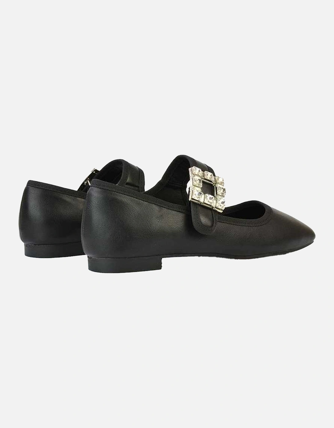 Womens/Ladies Rhyse Diamante Square Toe Buckle Detail Mary Janes