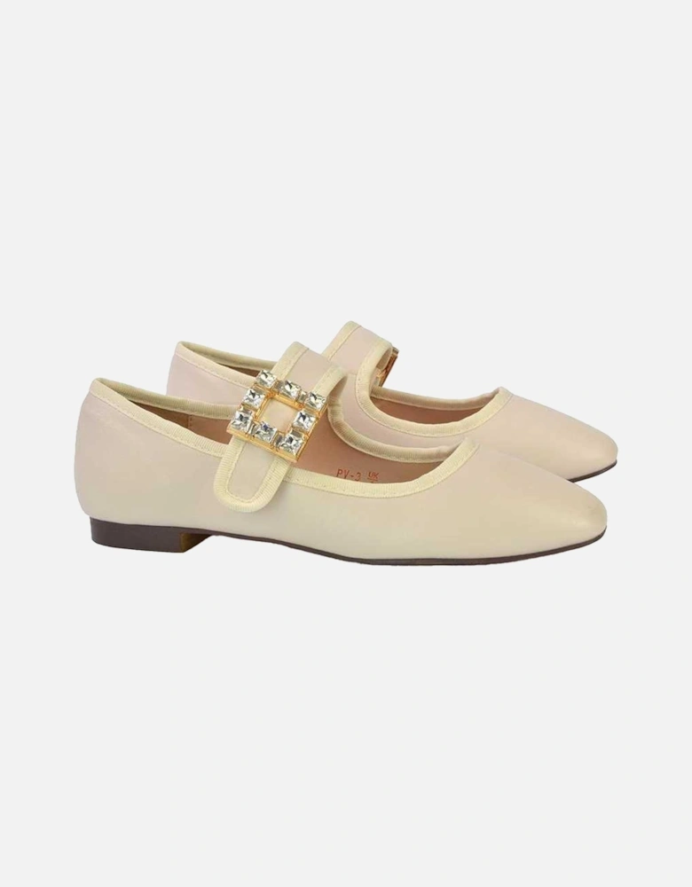 Womens/Ladies Rhyse Diamante Square Toe Buckle Detail Mary Janes