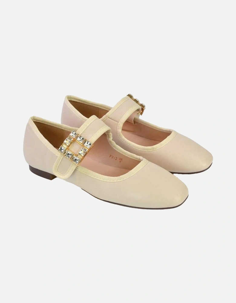 Womens/Ladies Rhyse Diamante Square Toe Buckle Detail Mary Janes