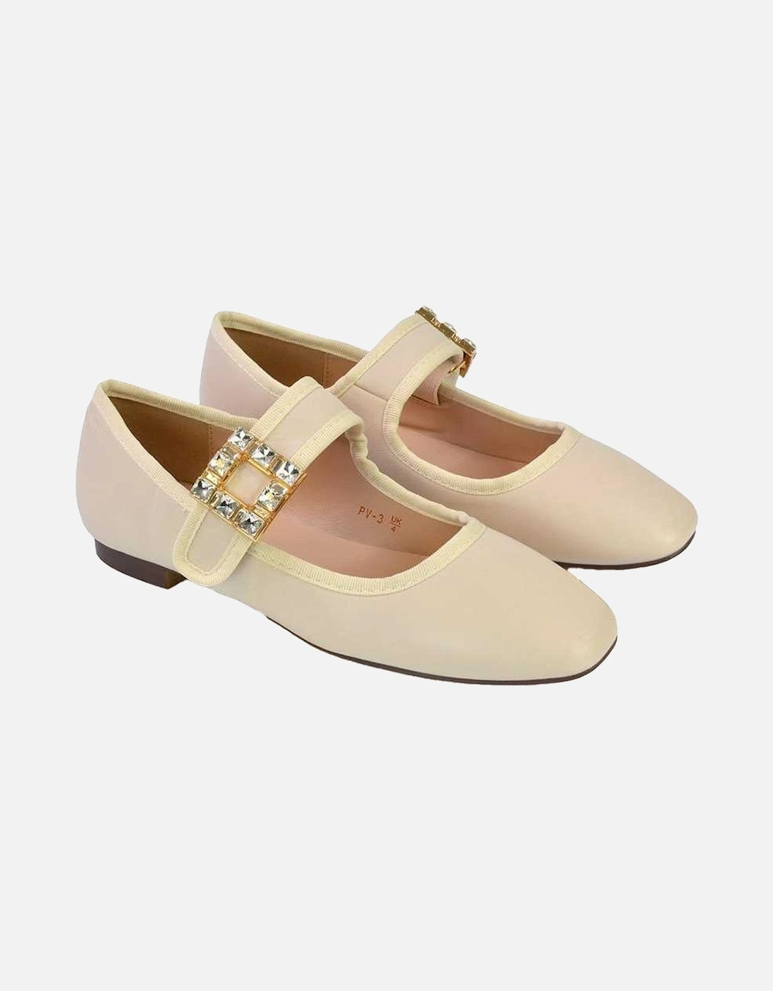 Womens/Ladies Rhyse Diamante Square Toe Buckle Detail Mary Janes