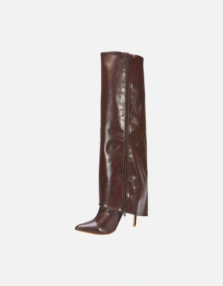 Womens/Ladies Shauna Fold Over Stiletto Heel Knee-High Boots