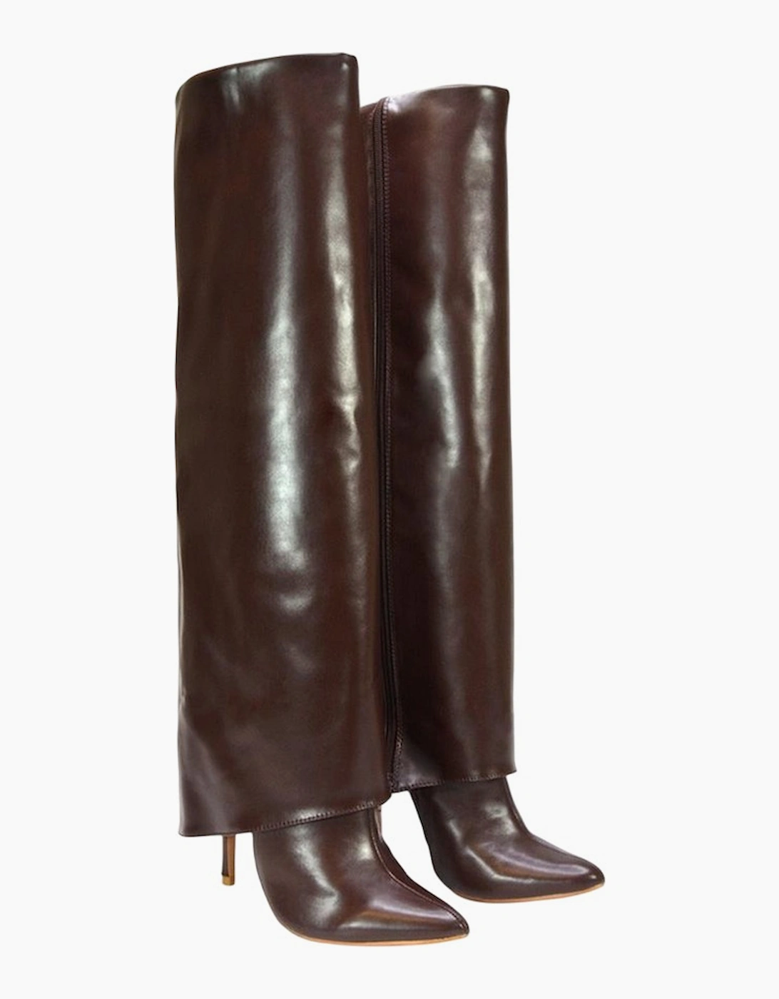 Women's XY London Womens/Ladies Shauna Fold Over Stiletto Heel Knee-High Boots - Brown - Size: 5