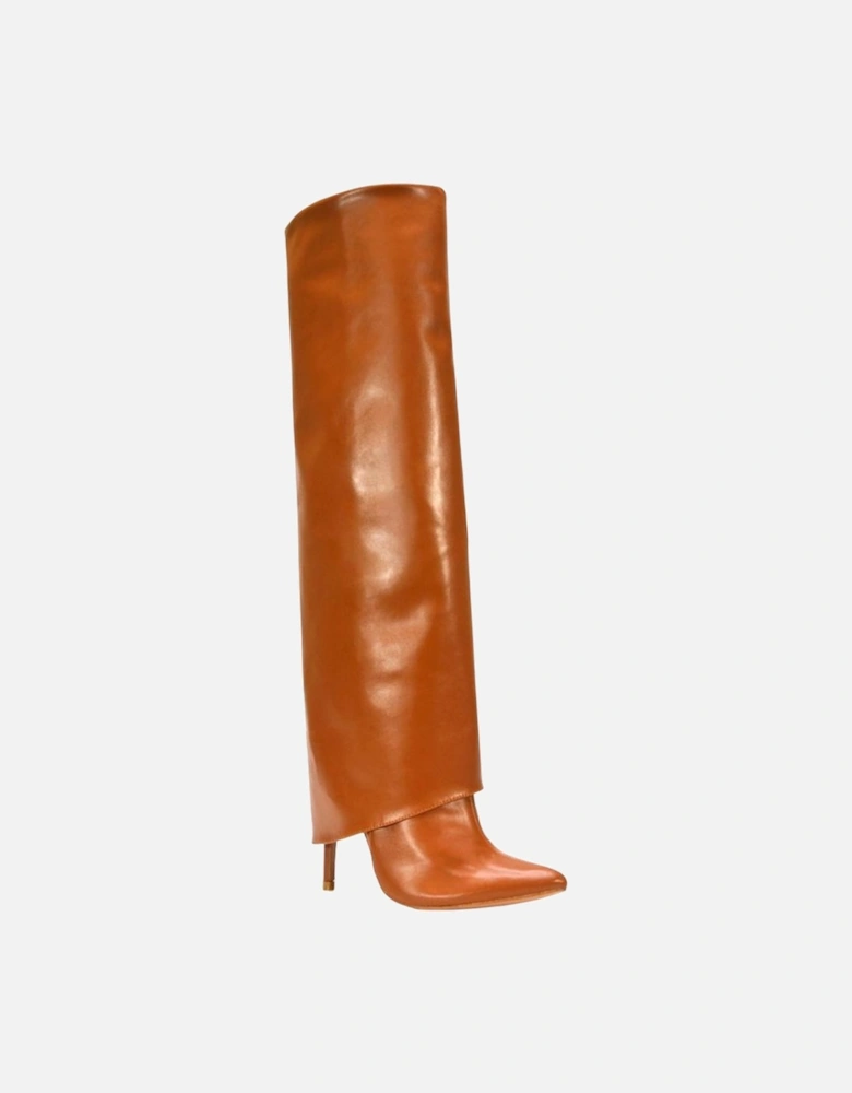 Womens/Ladies Shauna Fold Over Stiletto Heel Knee-High Boots