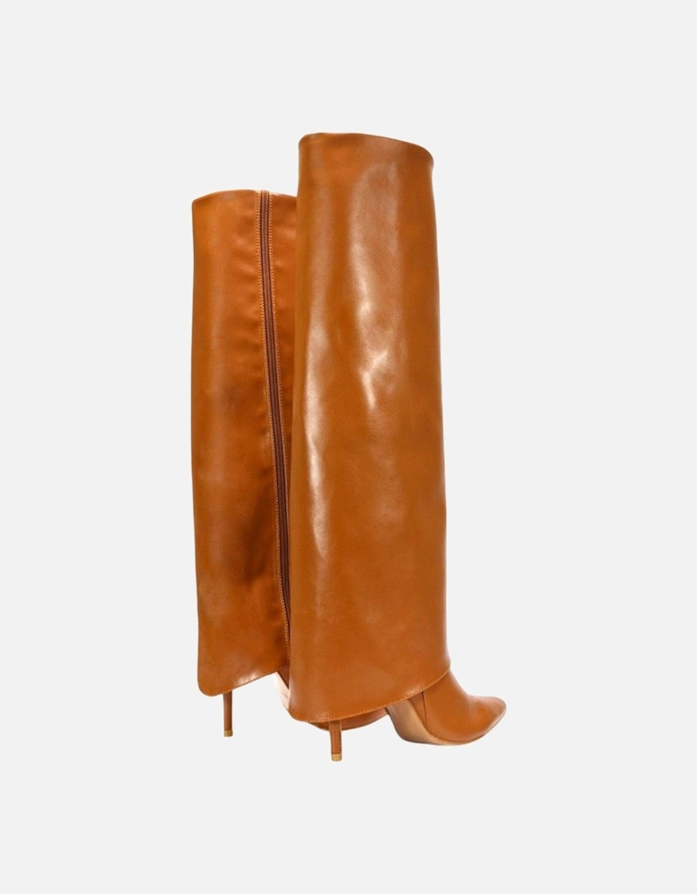 Womens/Ladies Shauna Fold Over Stiletto Heel Knee-High Boots