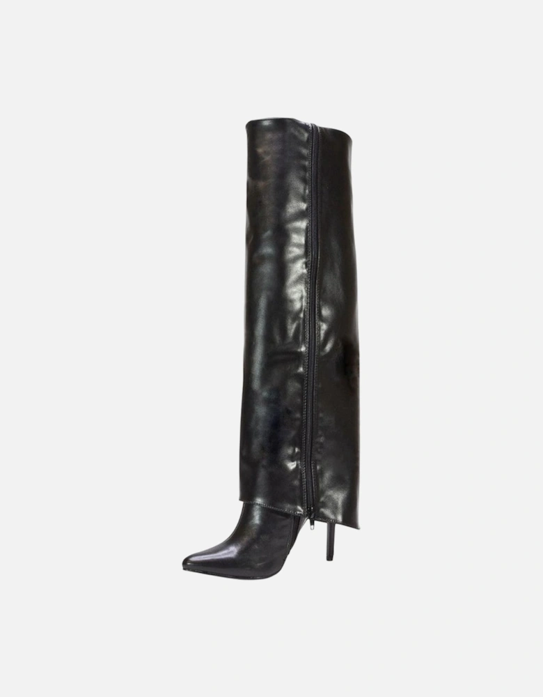 Womens/Ladies Shauna Fold Over Stiletto Heel Knee-High Boots