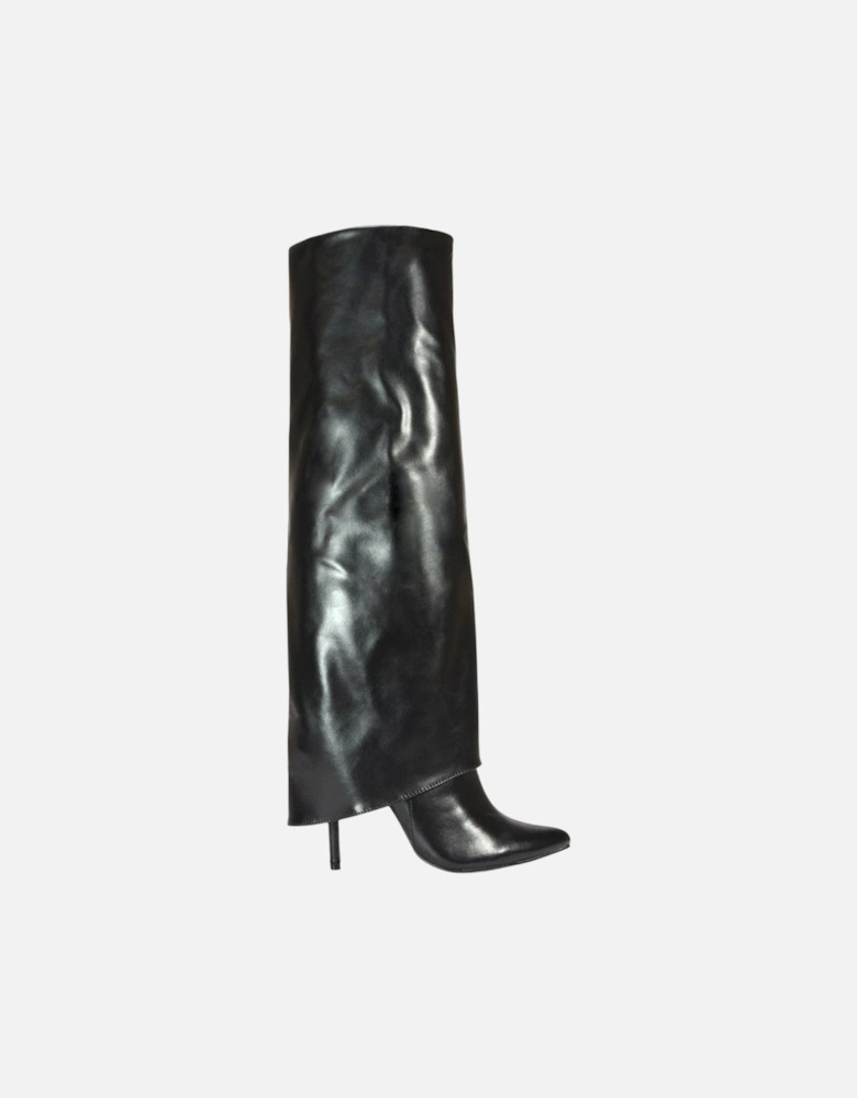 Womens/Ladies Shauna Fold Over Stiletto Heel Knee-High Boots