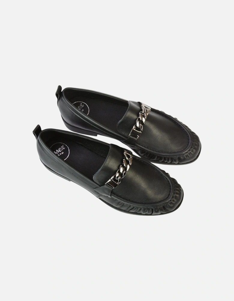 Womens/Ladies Heidi Ruched Chain Detail Loafers