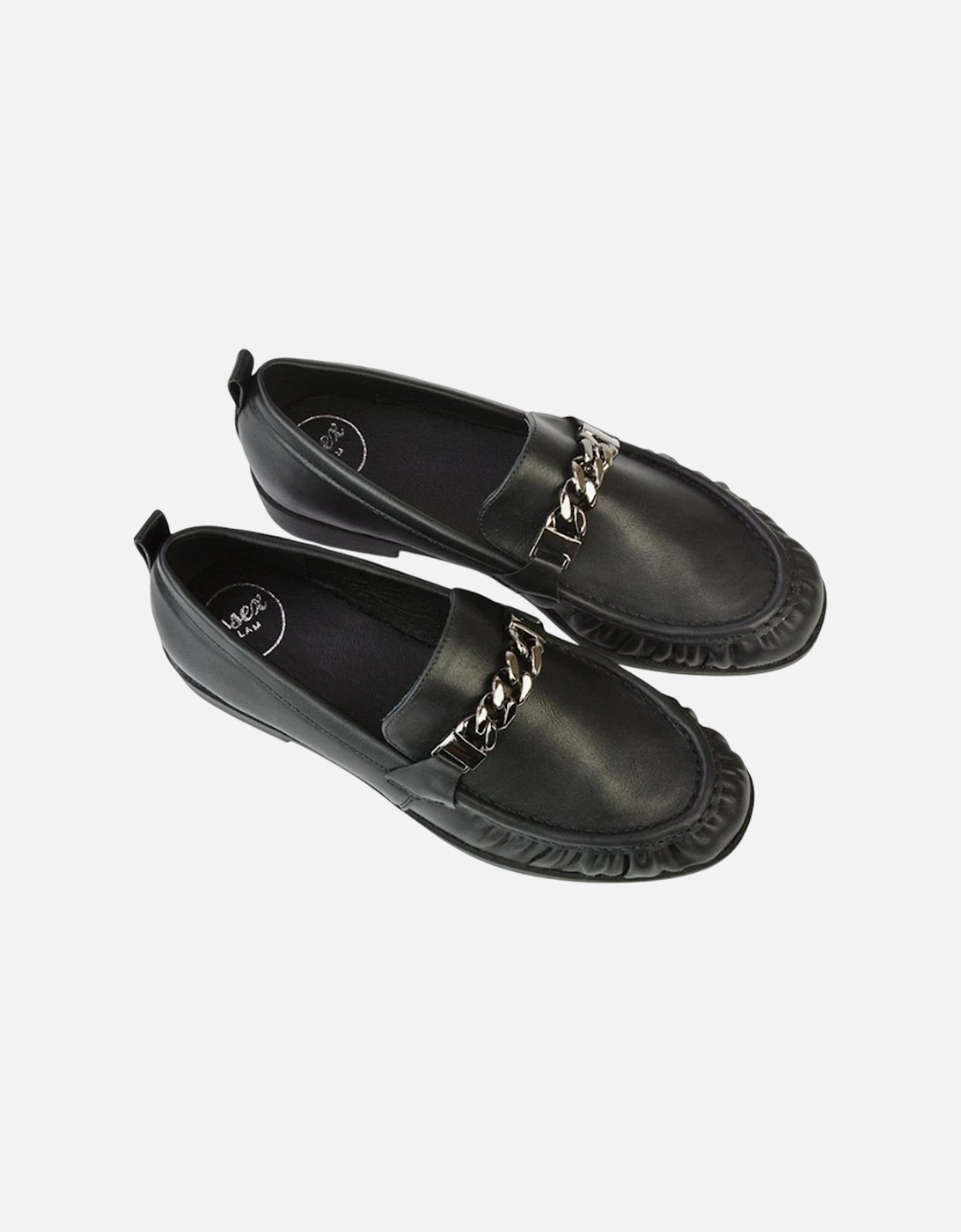 Womens/Ladies Heidi Ruched Chain Detail Loafers