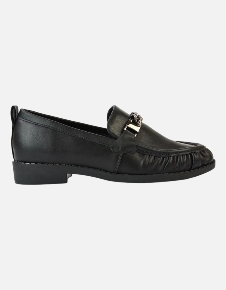 Womens/Ladies Heidi Ruched Chain Detail Loafers