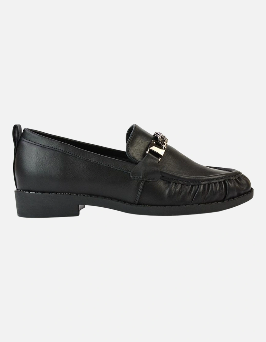 Womens/Ladies Heidi Ruched Chain Detail Loafers