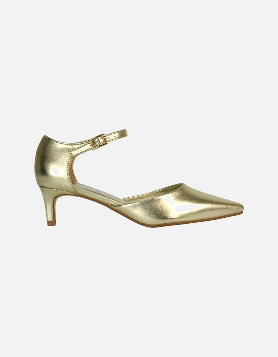 Womens/Ladies Kacey Metallic Low Kitten Heel Court Pumps