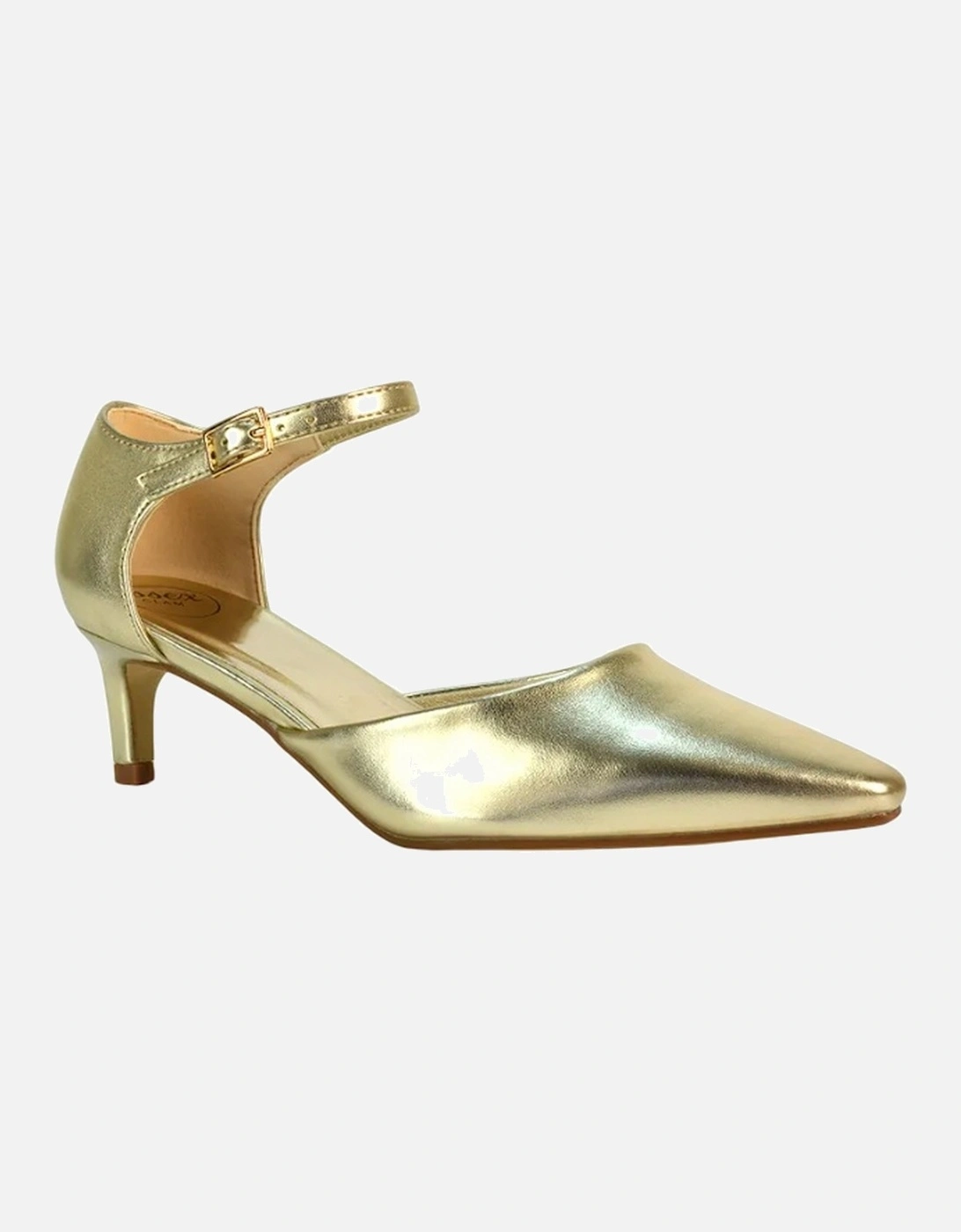 Womens/Ladies Kacey Metallic Low Kitten Heel Court Pumps