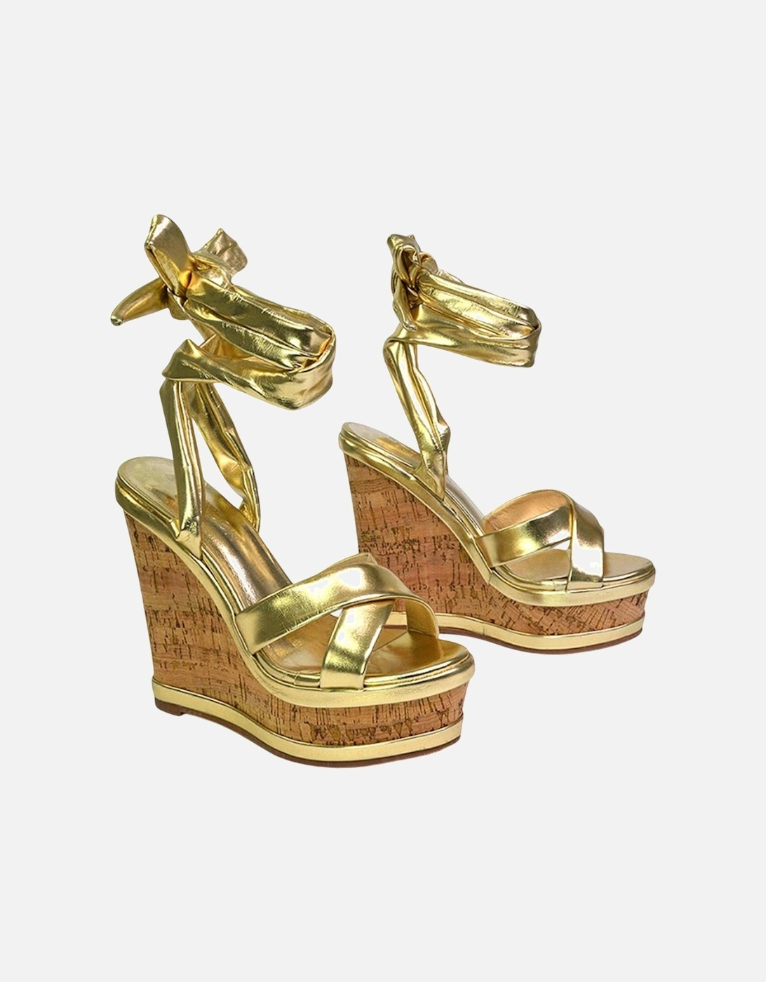 Womens/Ladies Kammie Cork Metallic Wedge Sandals, 5 of 4