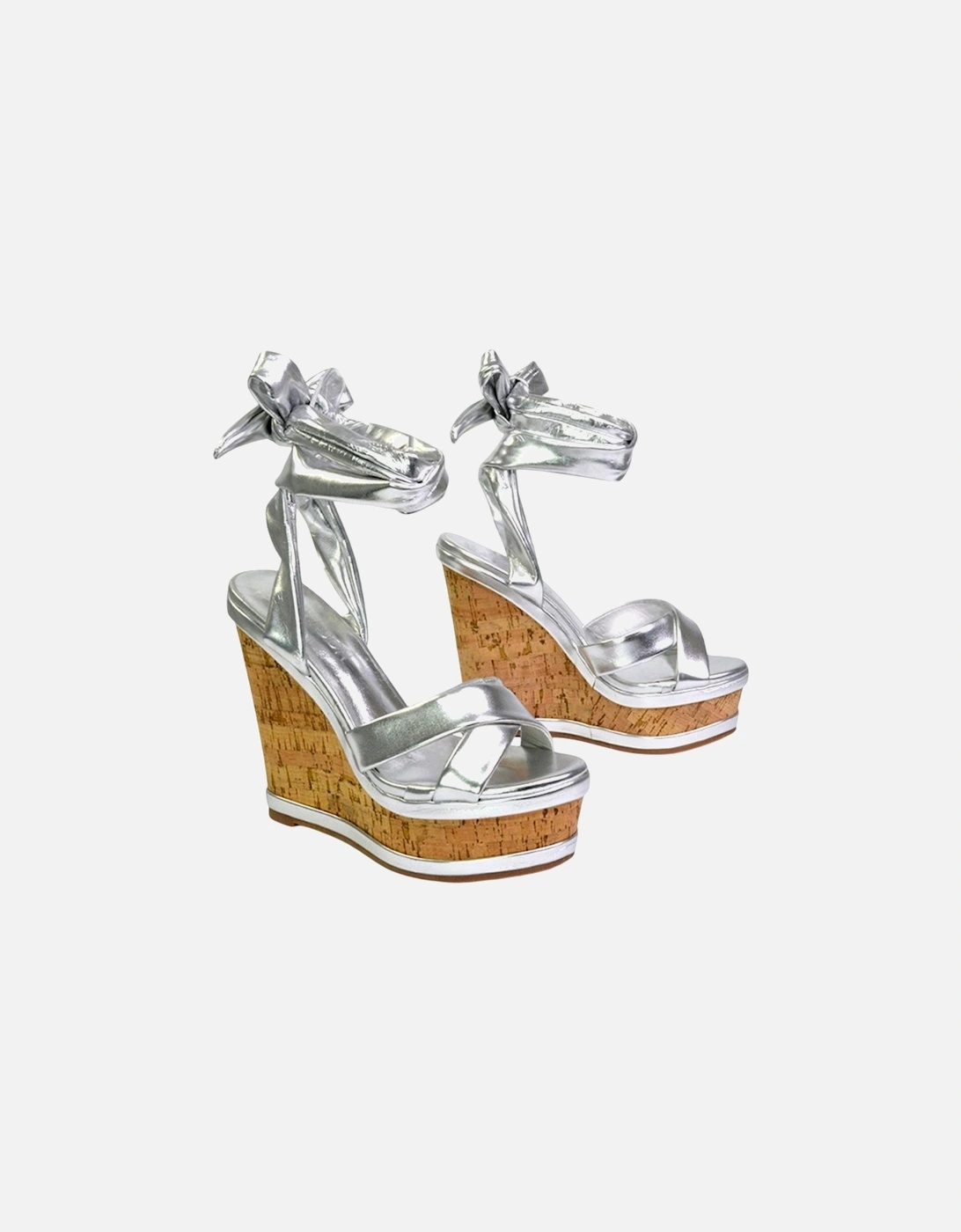 Womens/Ladies Kammie Cork Metallic Wedge Sandals, 5 of 4