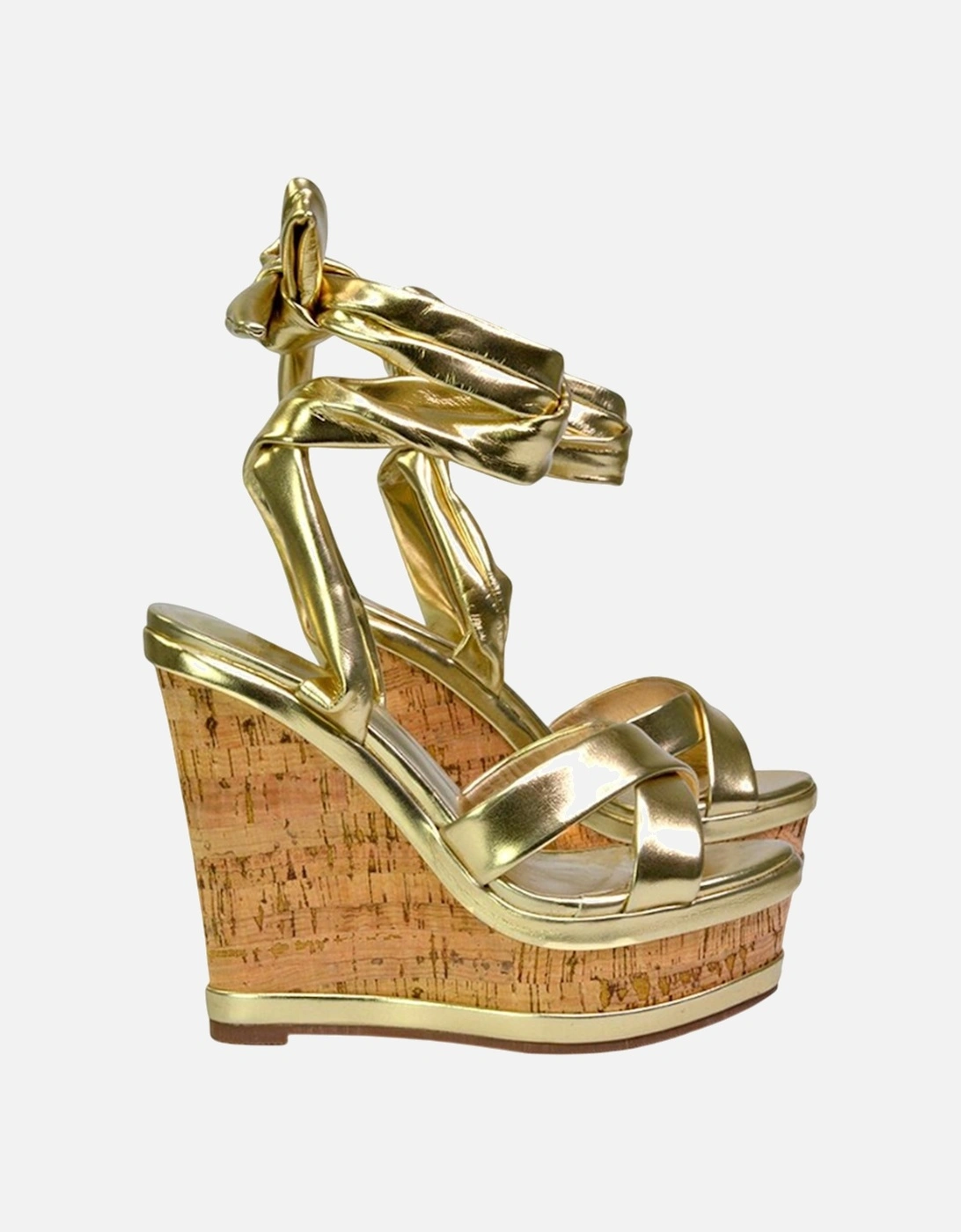 Womens/Ladies Kammie Cork Metallic Wedge Sandals