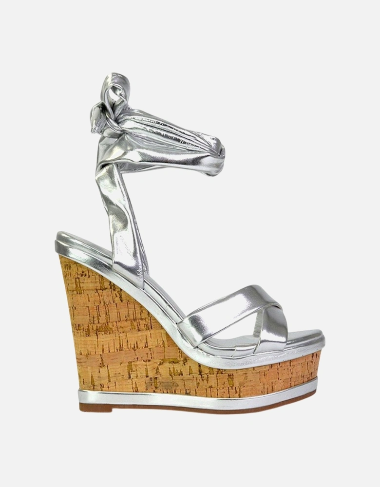 Womens/Ladies Kammie Cork Metallic Wedge Sandals