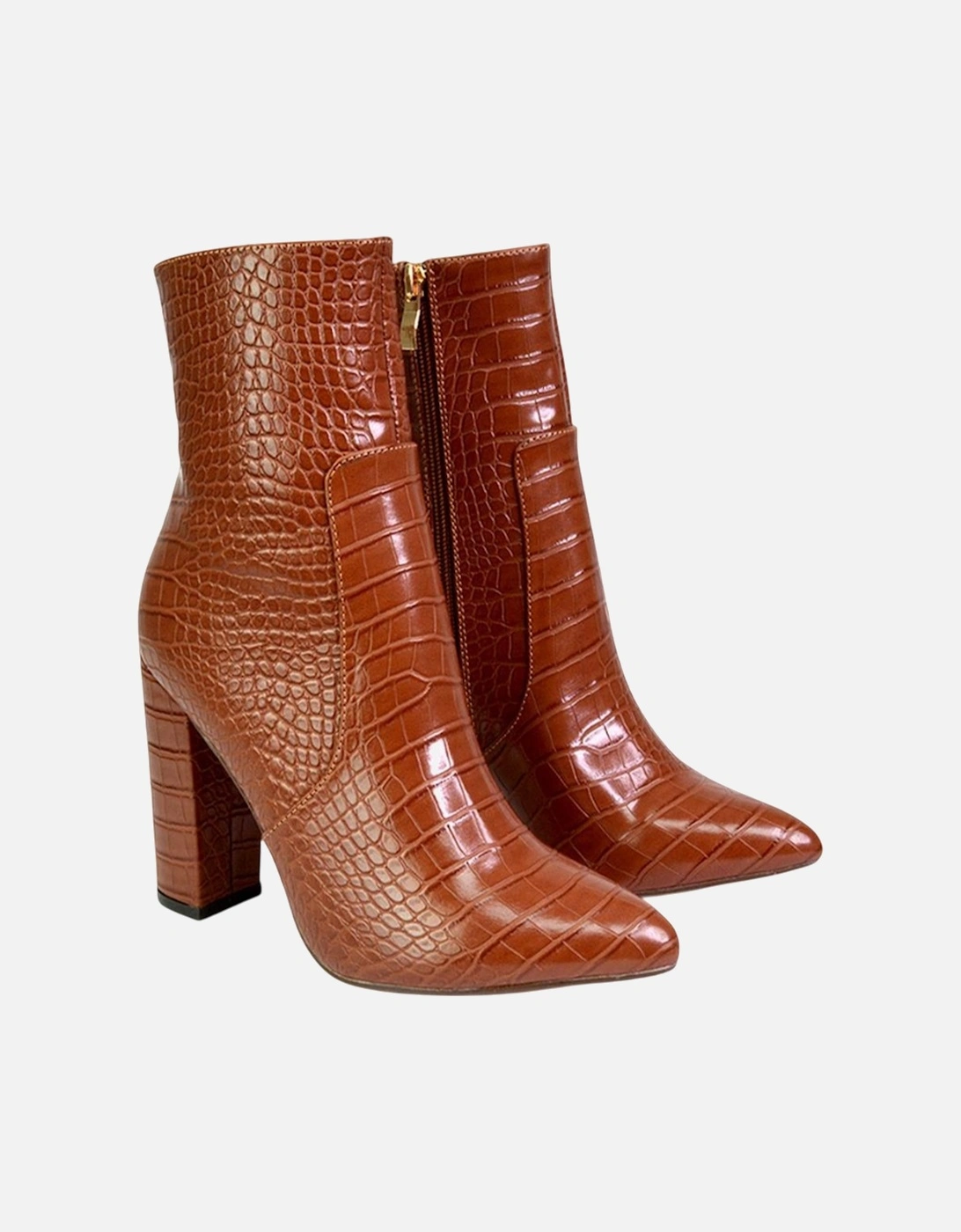 Womens/Ladies Sugar Zipped High Block Heel Ankle Boots, 5 of 4