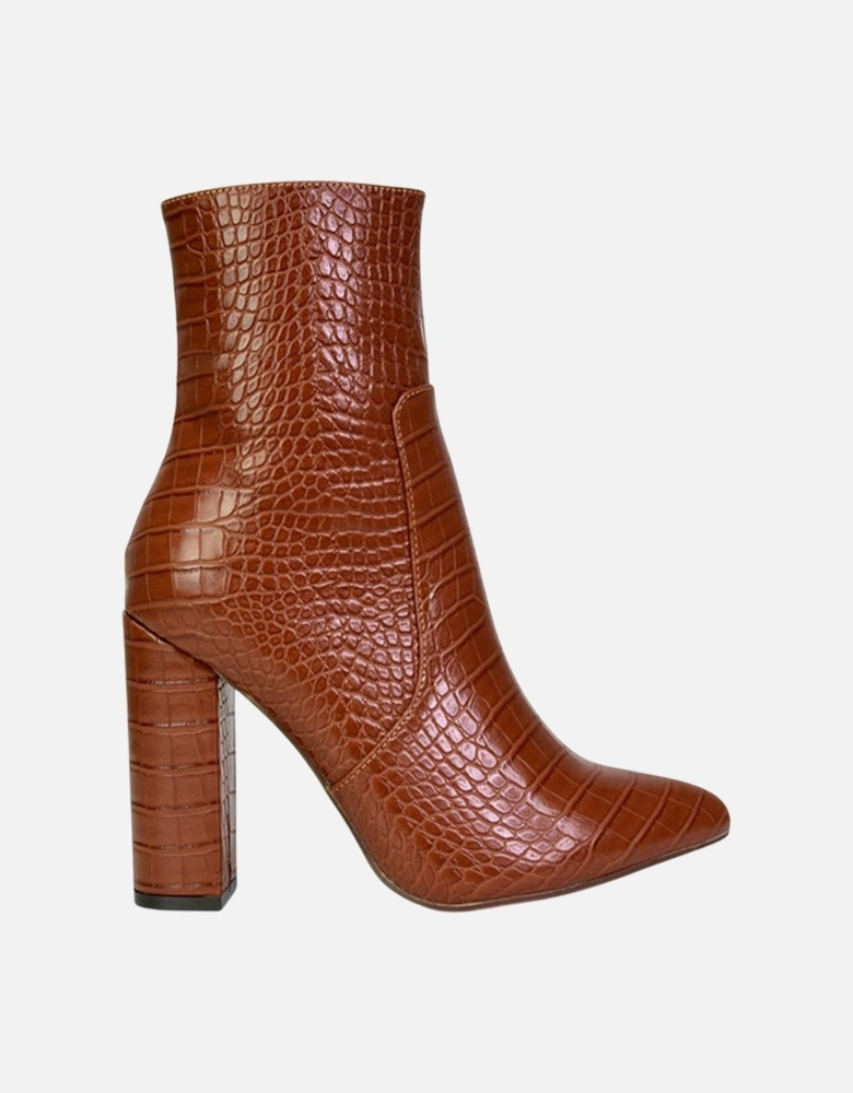 Womens/Ladies Sugar Zipped High Block Heel Ankle Boots