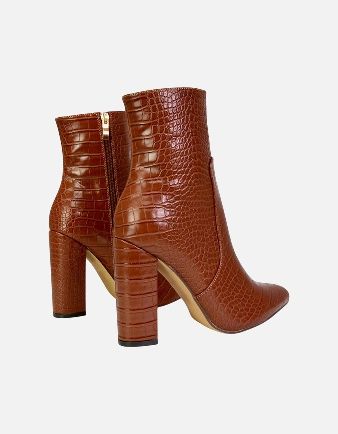 Womens/Ladies Sugar Zipped High Block Heel Ankle Boots