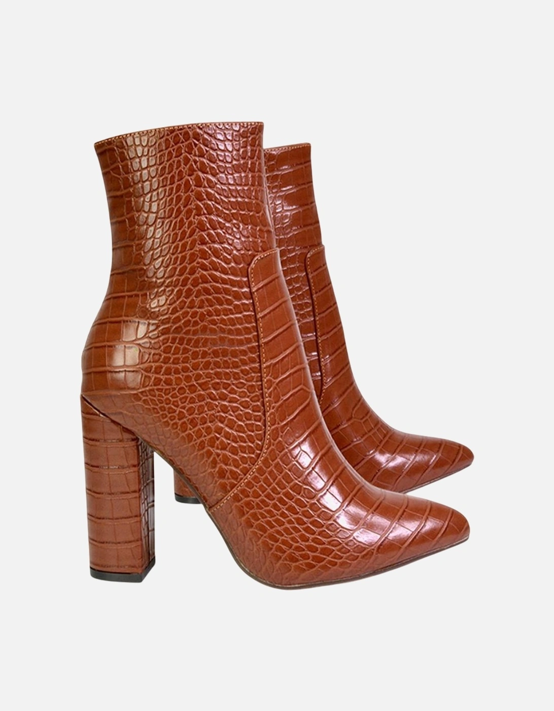 Womens/Ladies Sugar Zipped High Block Heel Ankle Boots