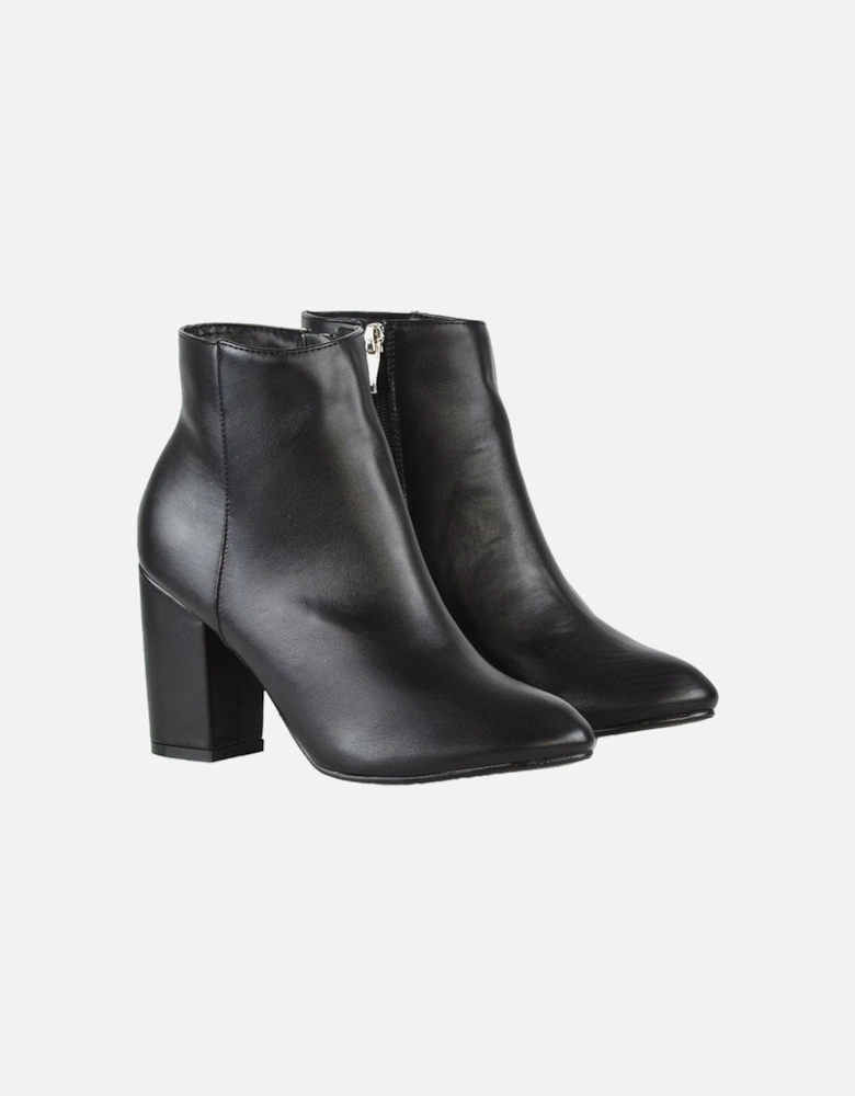 Womens/Ladies High Block Heel Ankle Boots