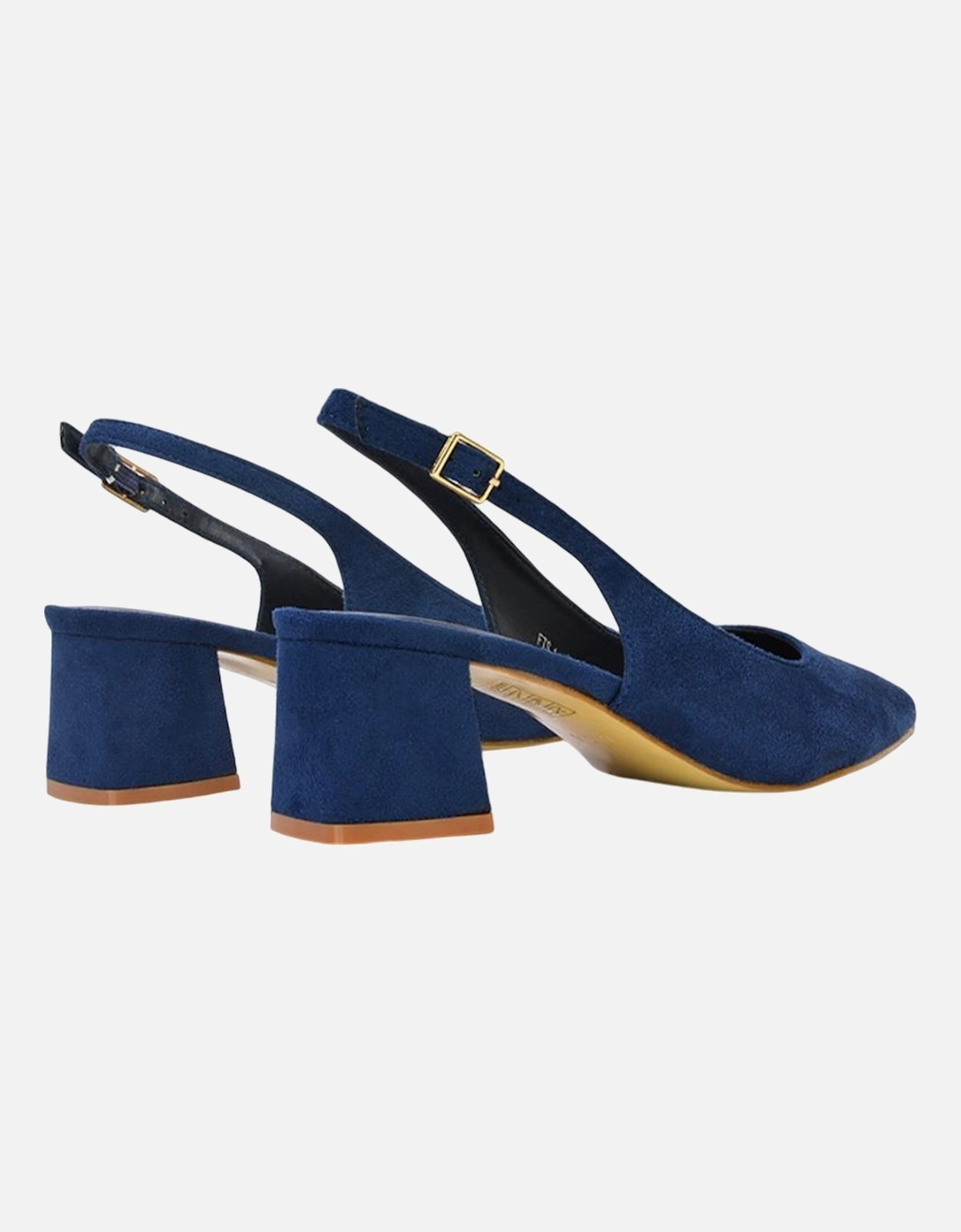 Womens/Ladies Faux Suede Sling Back Low Block Heel Court Shoes