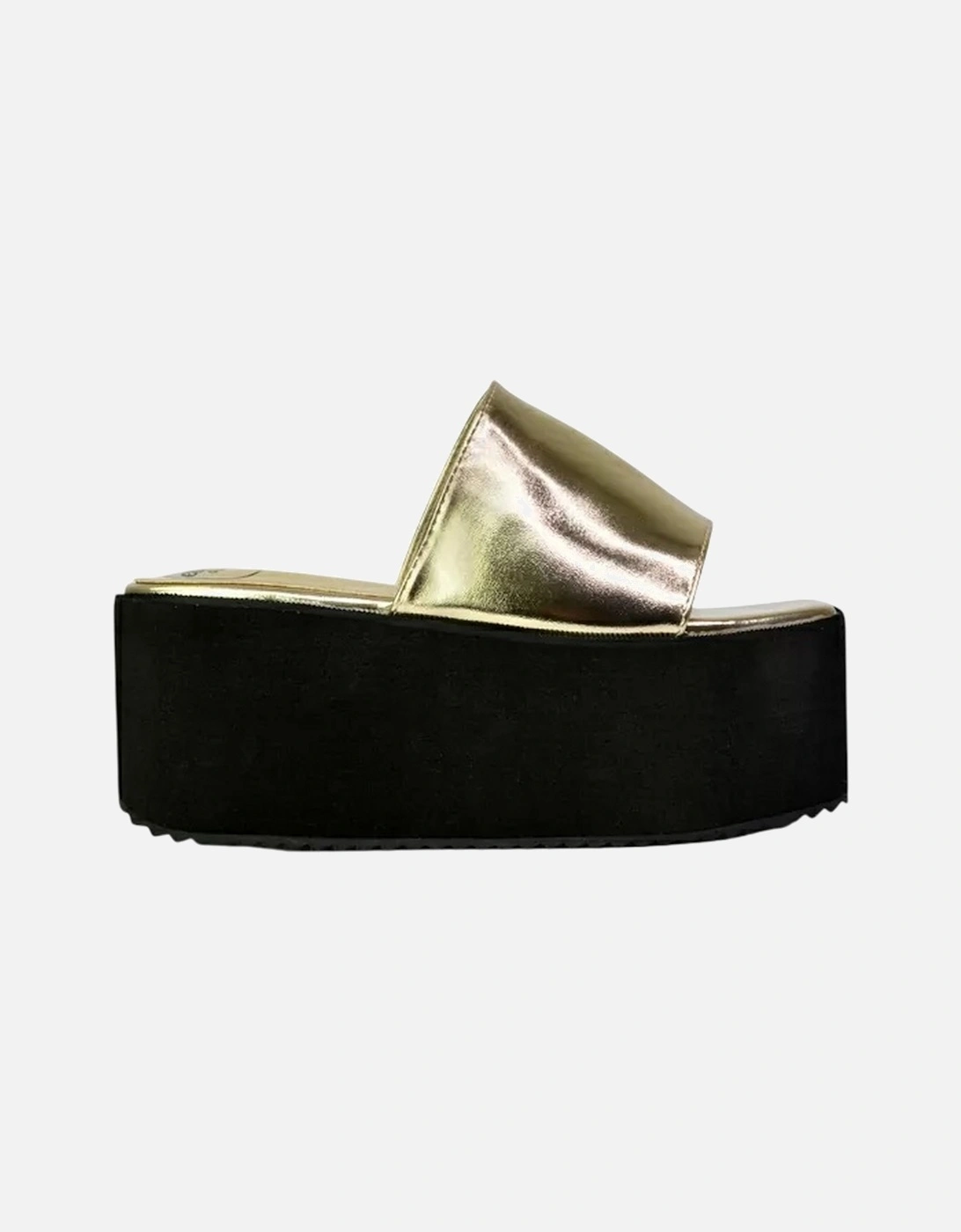 Womens/Ladies Kaiya Metallic Flatform Sliders