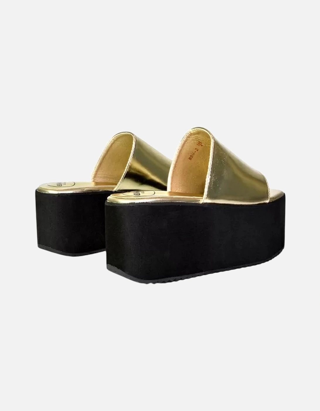 Womens/Ladies Kaiya Metallic Flatform Sliders