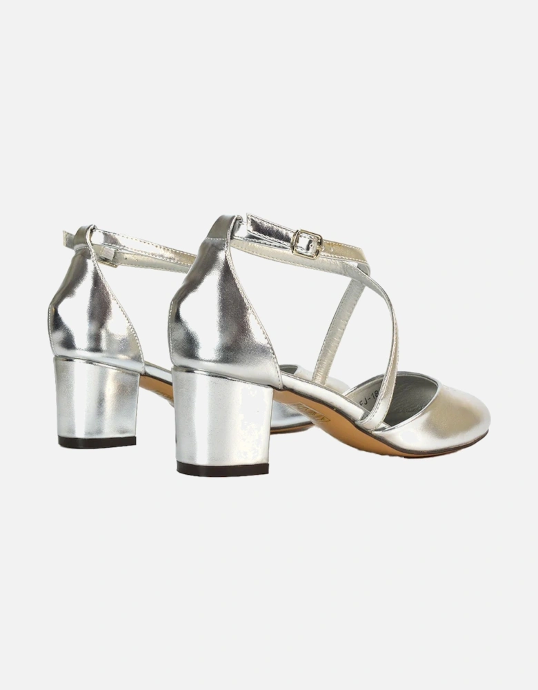 Womens/Ladies Cindy Ankle Strap Low Mid Block Heel Court Shoes