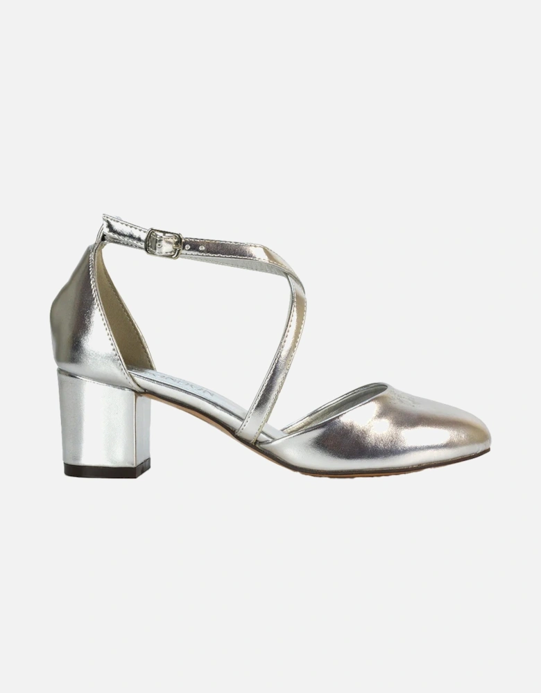 Womens/Ladies Cindy Ankle Strap Low Mid Block Heel Court Shoes