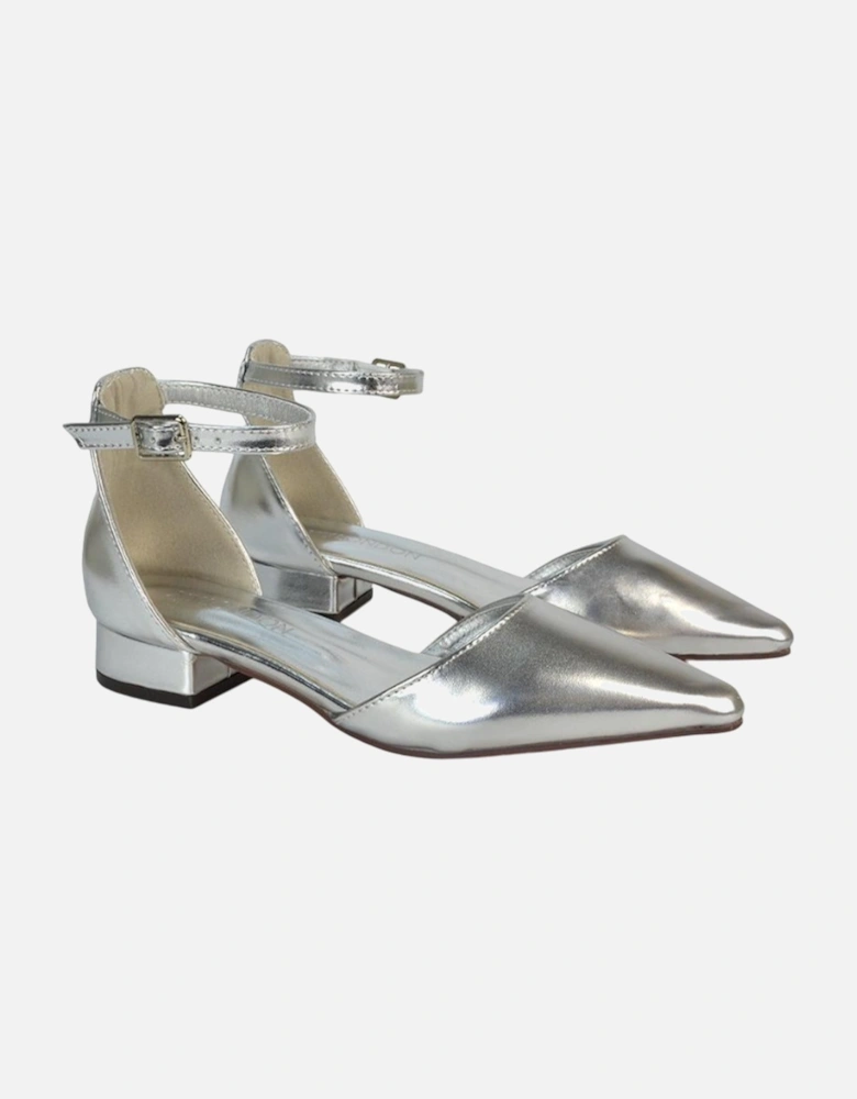 Womens/Ladies Jenny Metallic Low Heel Court Shoes